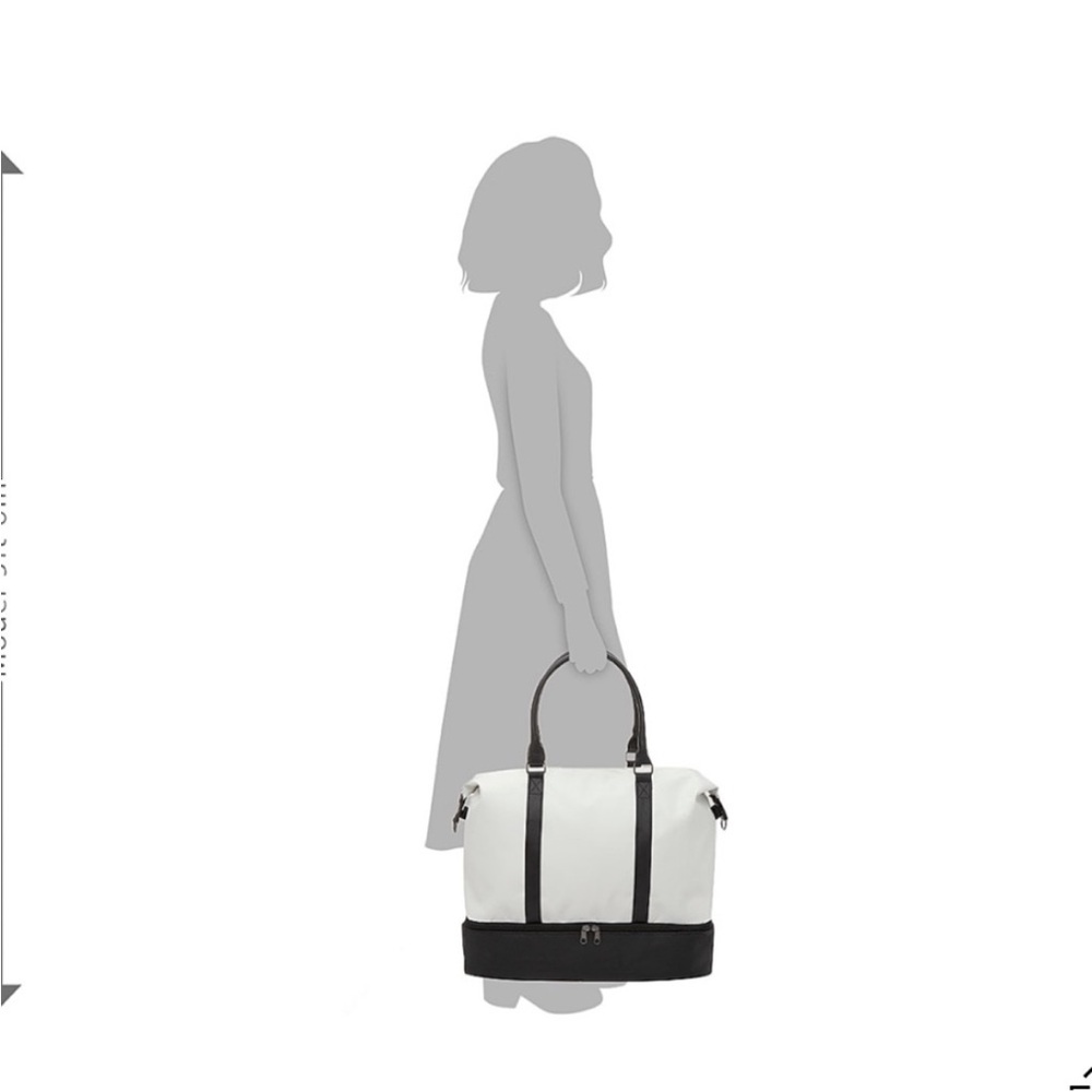 DSW Mini Weekender White & Black Tote Duffel Travel Bag - Picture 7 of 10